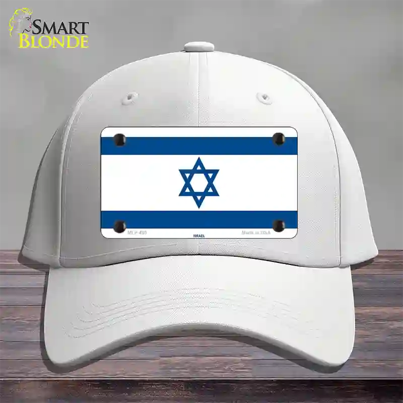 Israel Flag Novelty License Plate Hat Cotton / White