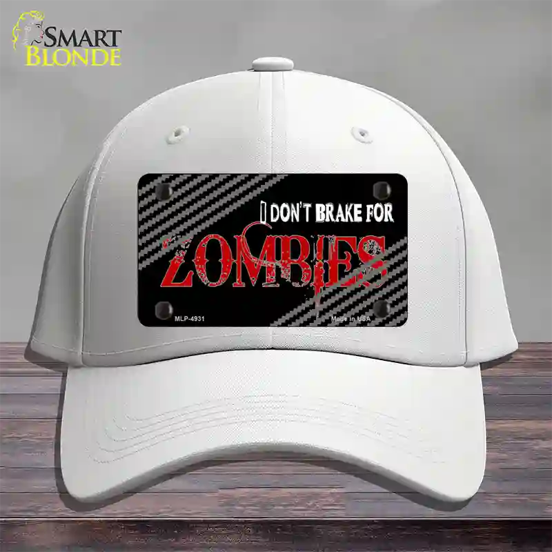 Dont Brake For Zombies Novelty License Plate Hat Cotton / White