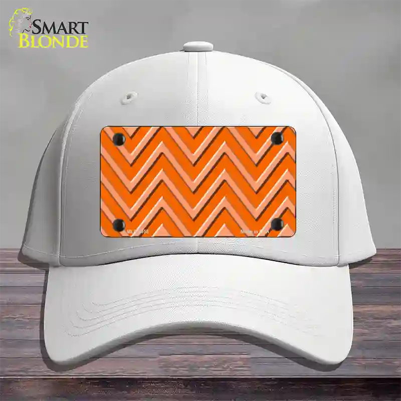 Orange Light Orange Large Chevron Novelty License Plate Hat Cotton / White