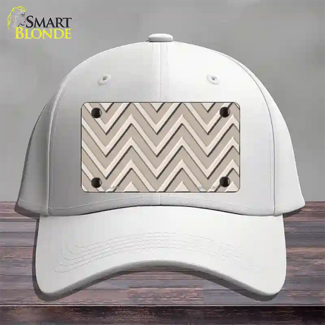 Tan Light Tan Large Chevron Novelty License Plate Hat Cotton / White