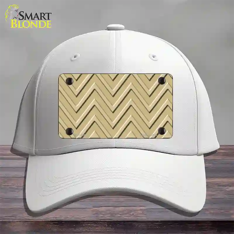 Gold Light Gold Large Chevron Novelty License Plate Hat Cotton / White