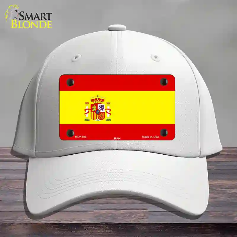 Spain Flag Novelty License Plate Hat Cotton / White