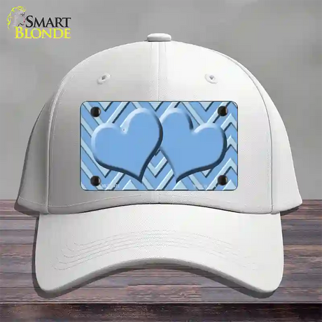 Light Blue Lighter Blue Heart Large Chevron Novelty License Plate Hat Cotton / White