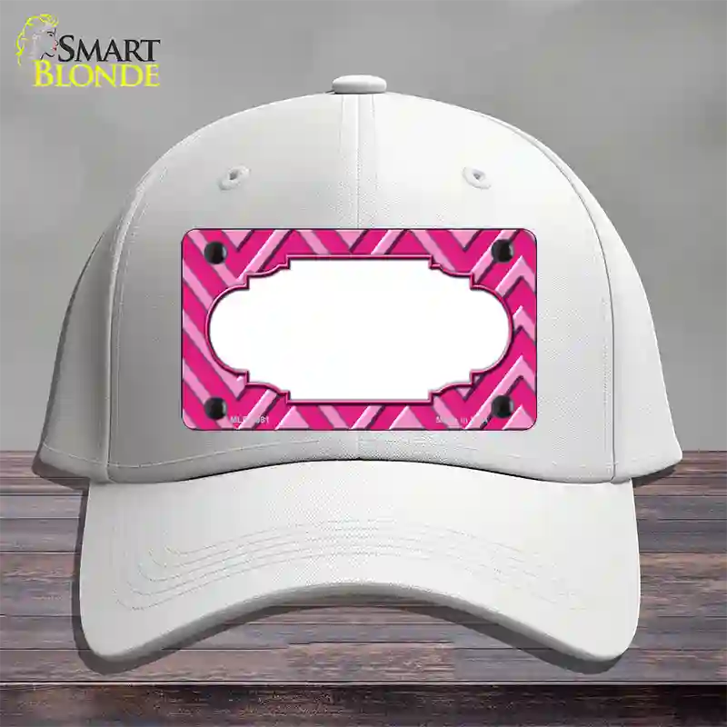 Pink Light Pink Scallop Large Chevron Novelty License Plate Hat Cotton / White