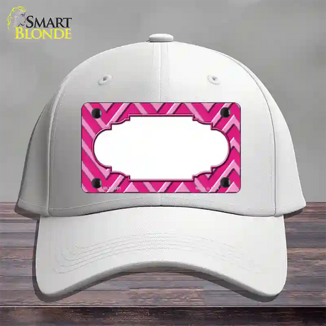 Pink Light Pink Scallop Large Chevron Novelty License Plate Hat Cotton / White