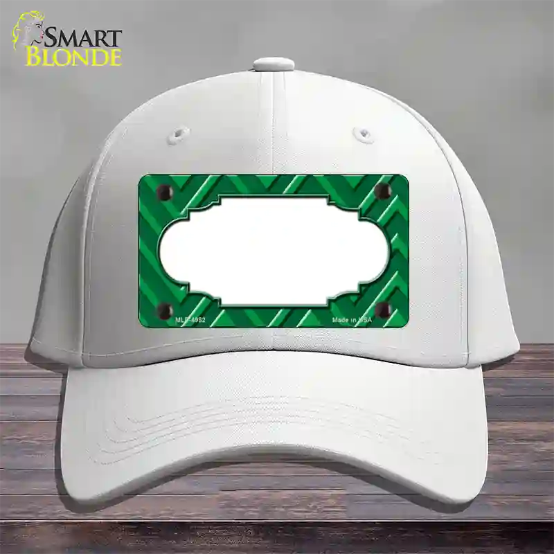 Green Light Green Scallop Large Chevron Novelty License Plate Hat Cotton / White