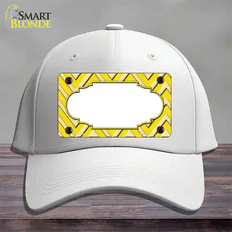 Yellow Light Yellow Scallop Large Chevron Novelty License Plate Hat Cotton / White