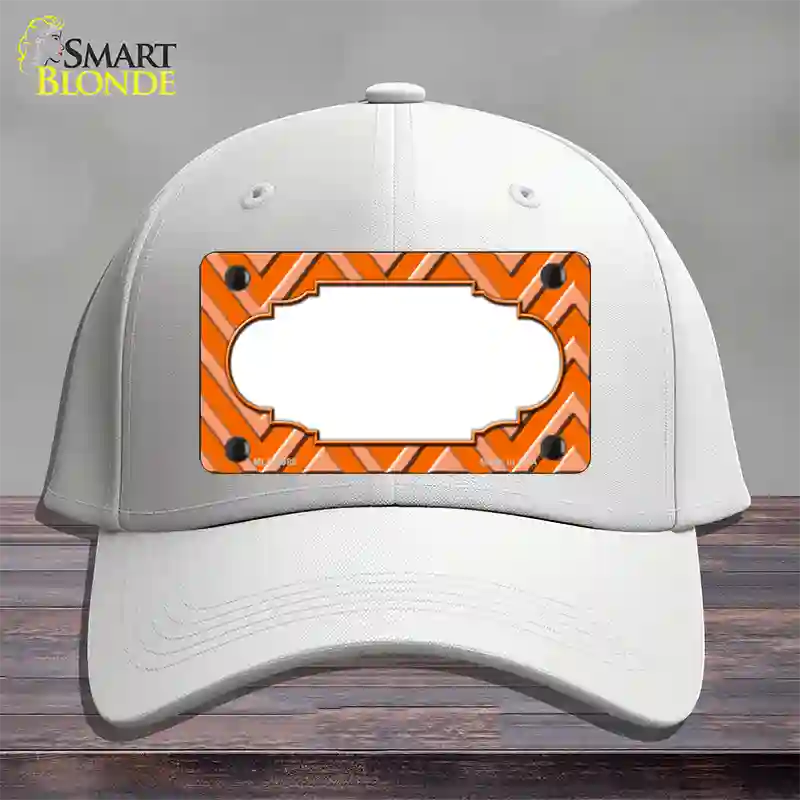 Orange Light Orange Scallop Large Chevron Novelty License Plate Hat Cotton / White