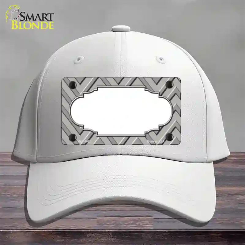 Grey Light Grey Scallop Large Chevron Novelty License Plate Hat Cotton / White