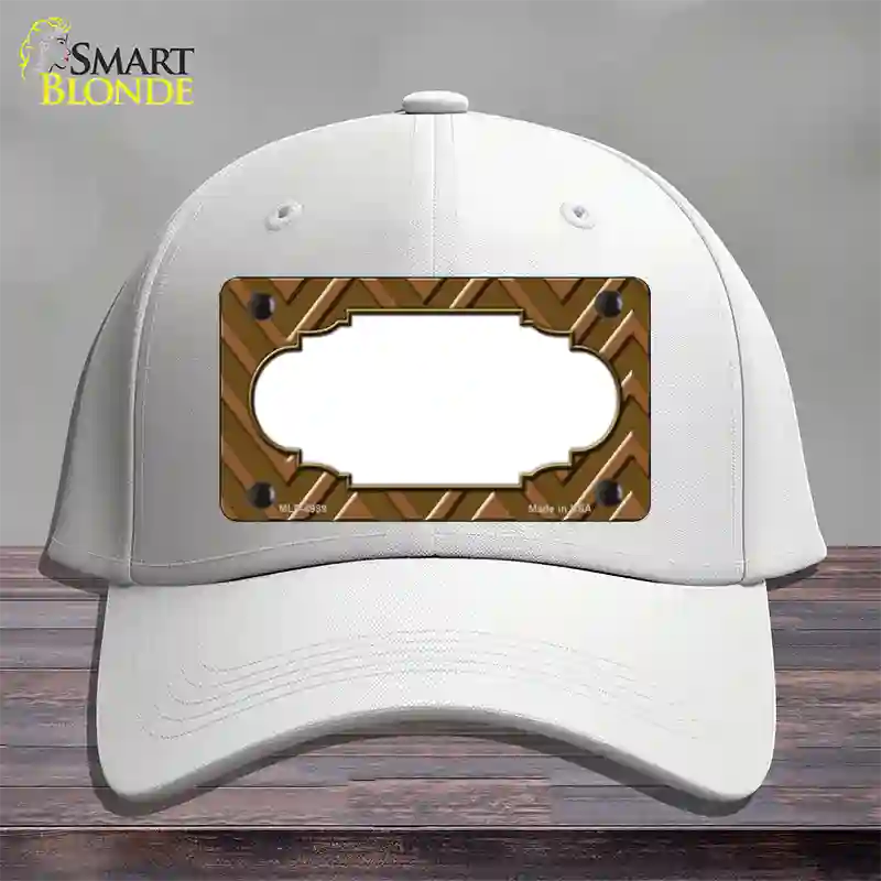 Brown Light Brown Scallop Large Chevron Novelty License Plate Hat Cotton / White