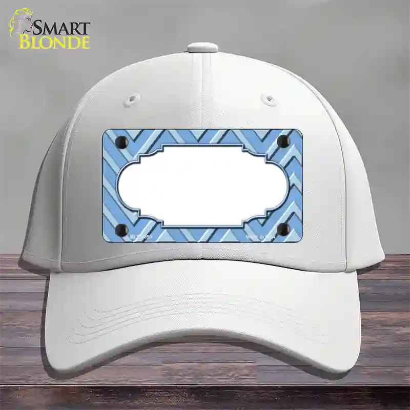 Light Blue Lighter Blue Scallop Large Chevron Novelty License Plate Hat Cotton / White