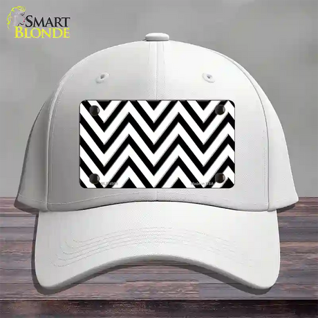 White Black Large Chevron Novelty License Plate Hat Cotton / White