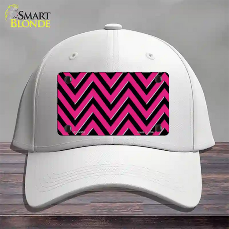 Pink Black Large Chevron Novelty License Plate Hat Cotton / White