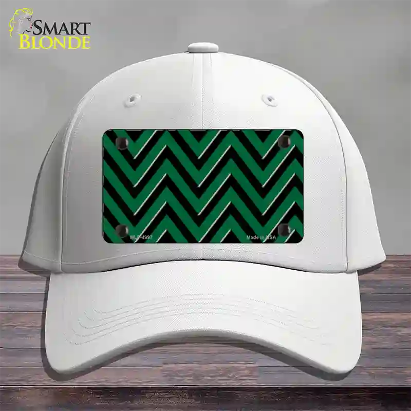 Green Black Large Chevron Novelty License Plate Hat Cotton / White