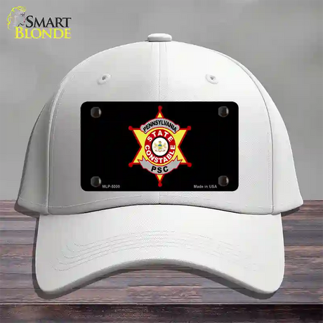 PA Constable Star Novelty License Plate Hat Cotton / White