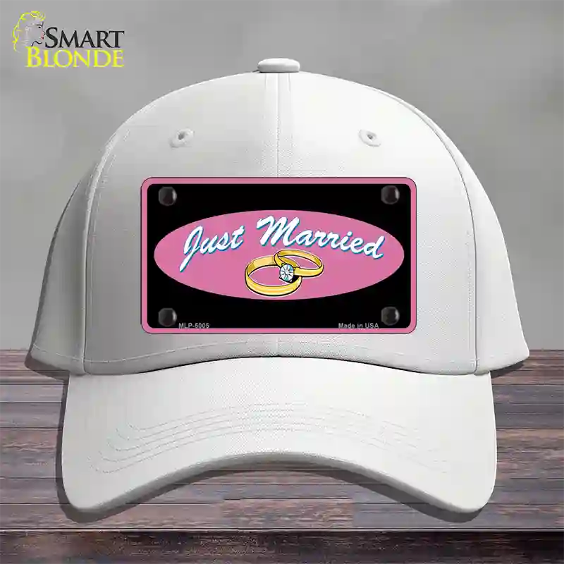 Just Married Novelty License Plate Hat Cotton / White