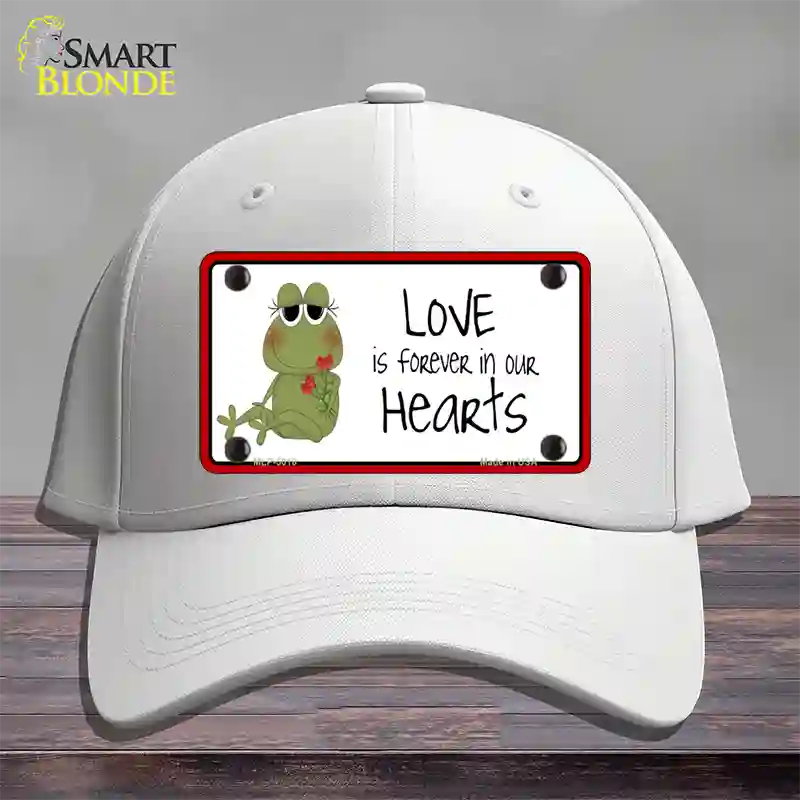 Love In Our Hearts Frog Novelty License Plate Hat Cotton / White