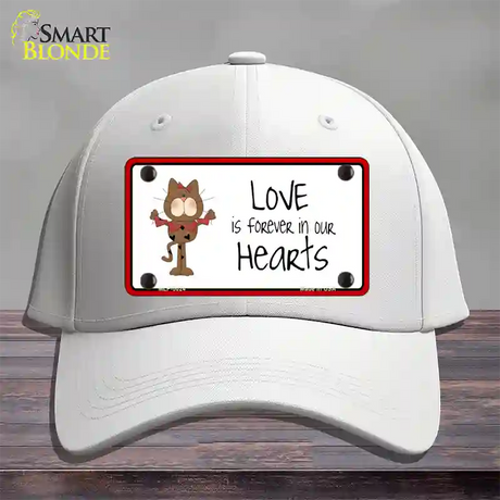 Love In Our Hearts Cat Novelty License Plate Hat Cotton / White