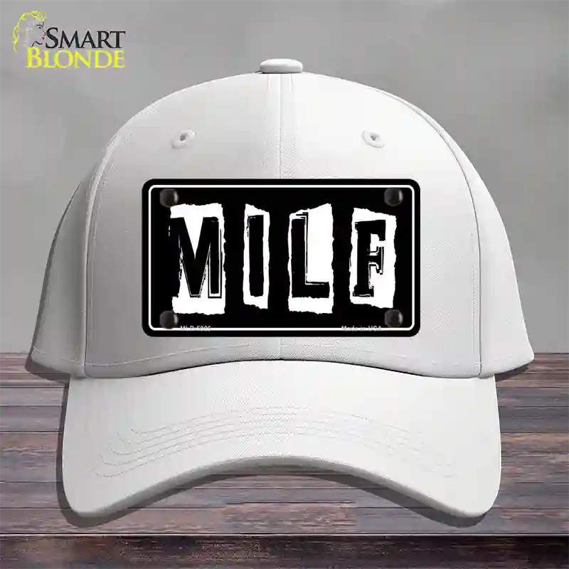 M.I.L.F Black Novelty License Plate Hat Cotton / White