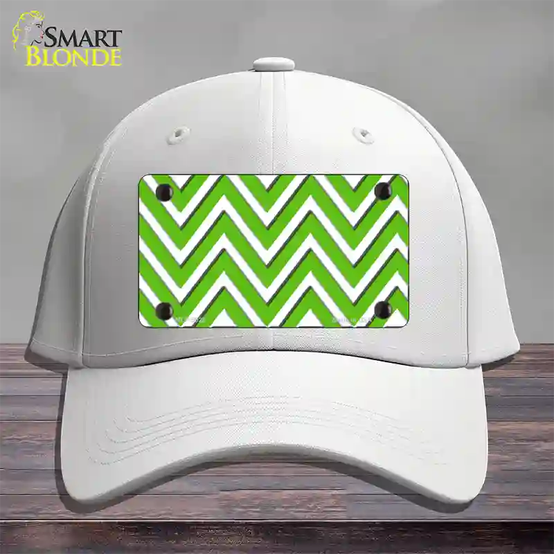 Kelly Green White Chevron Novelty License Plate Hat Cotton / White