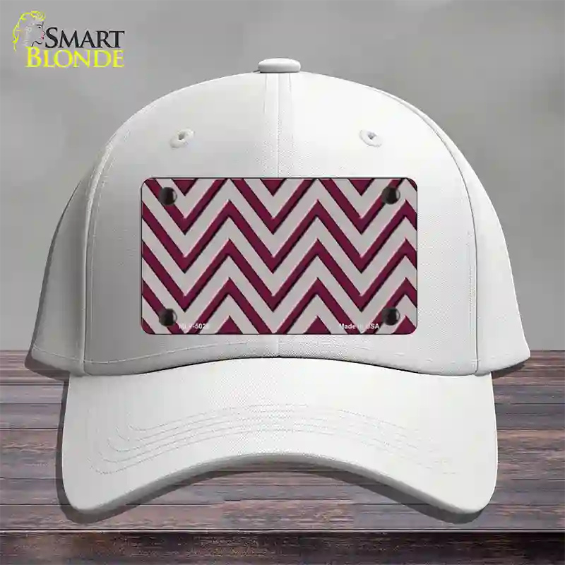 Maroon Grey Chevron Novelty License Plate Hat Cotton / White