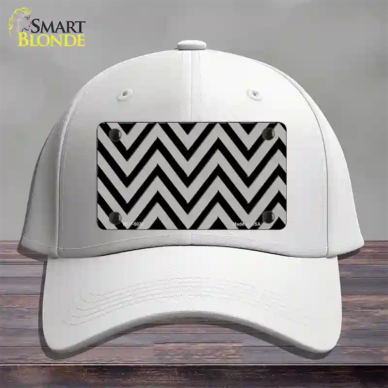 Grey Black Chevron Novelty License Plate Hat Cotton / White