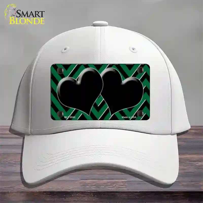 Green Black Chevon Hearts Novelty License Plate Hat Cotton / White