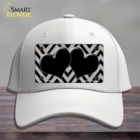 Grey Black Chevon Hearts Novelty License Plate Hat Cotton / White