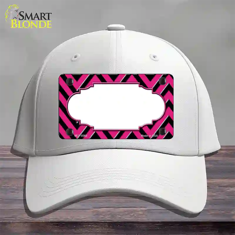 Pink Black Chevron Scallop Novelty License Plate Hat Cotton / White