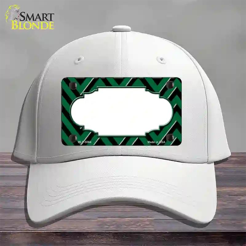 Green Black Chevron Scallop Novelty License Plate Hat Cotton / White