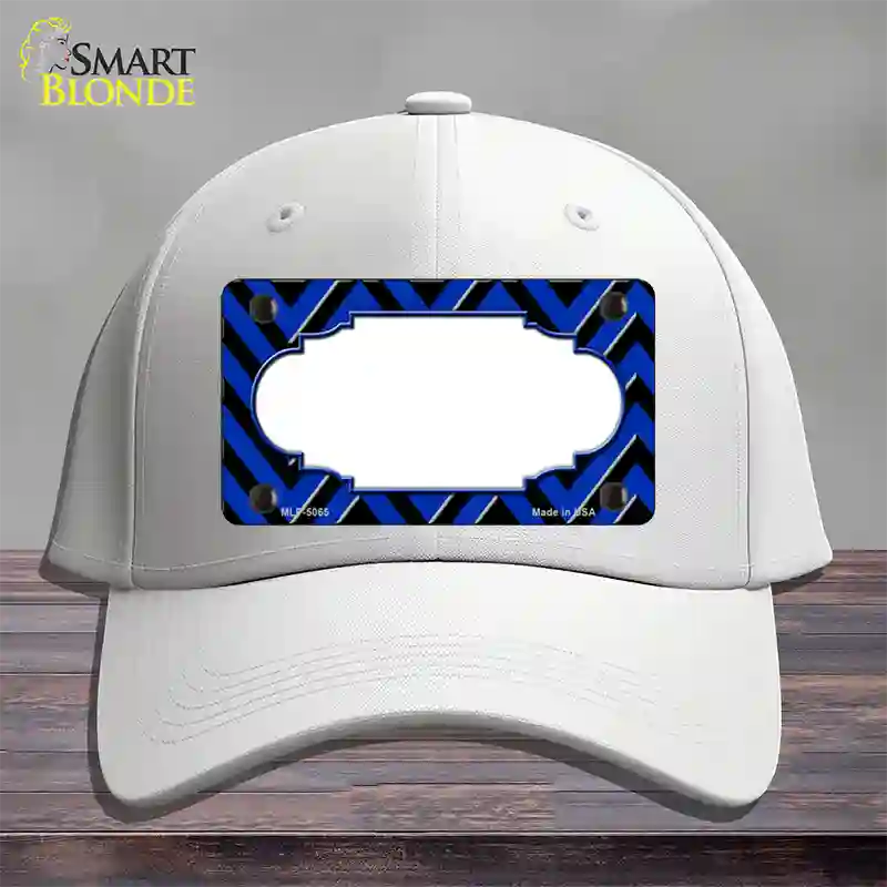 Blue Black Chevron Scallop Novelty License Plate Hat Cotton / White