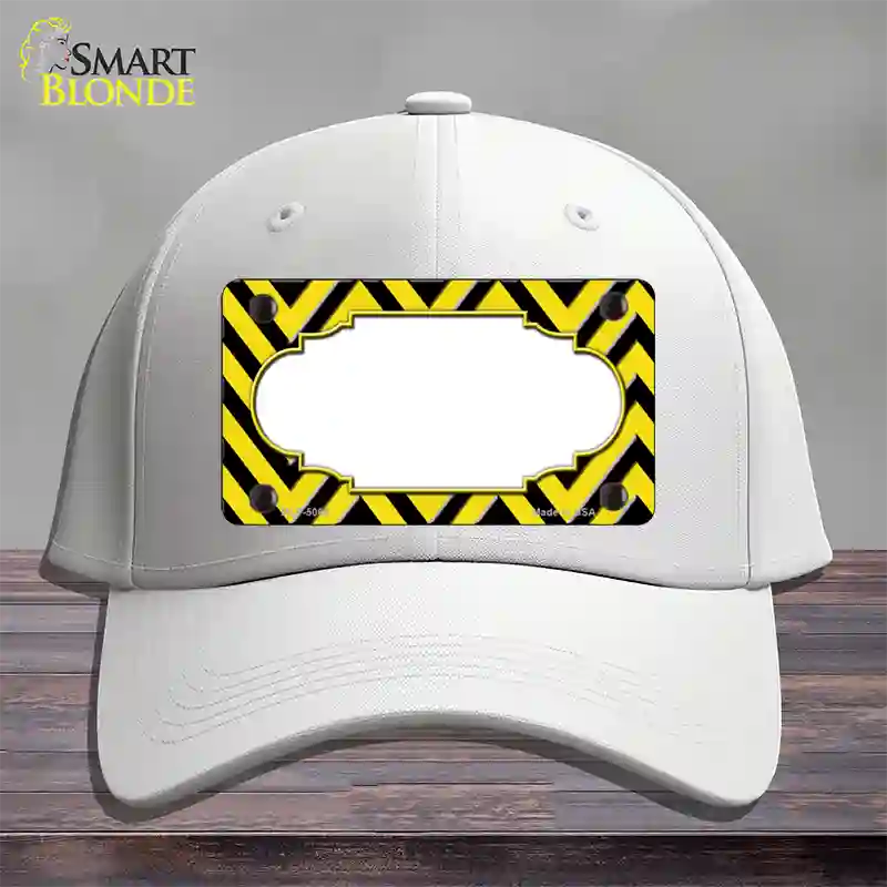 Yellow Black Chevron Scallop Novelty License Plate Hat Cotton / White