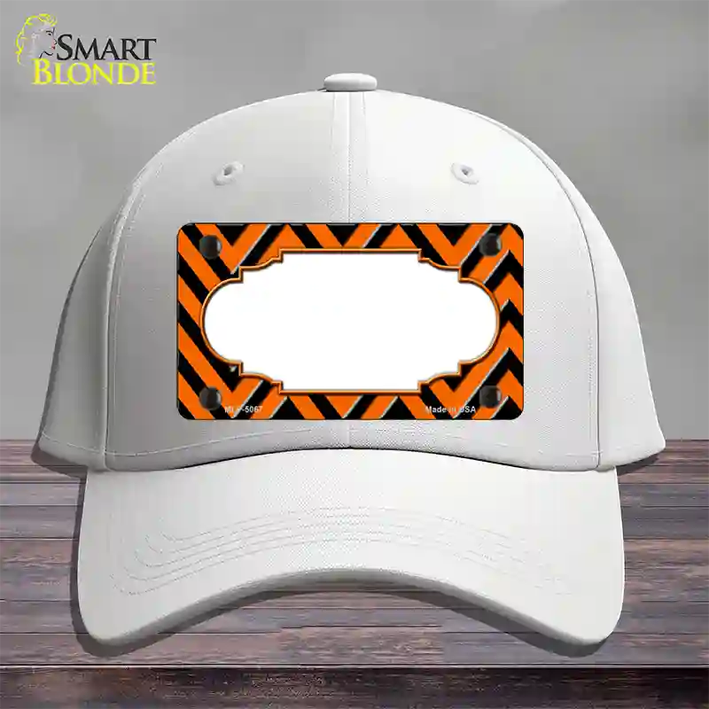 Orange Black Chevron Scallop Novelty License Plate Hat Cotton / White