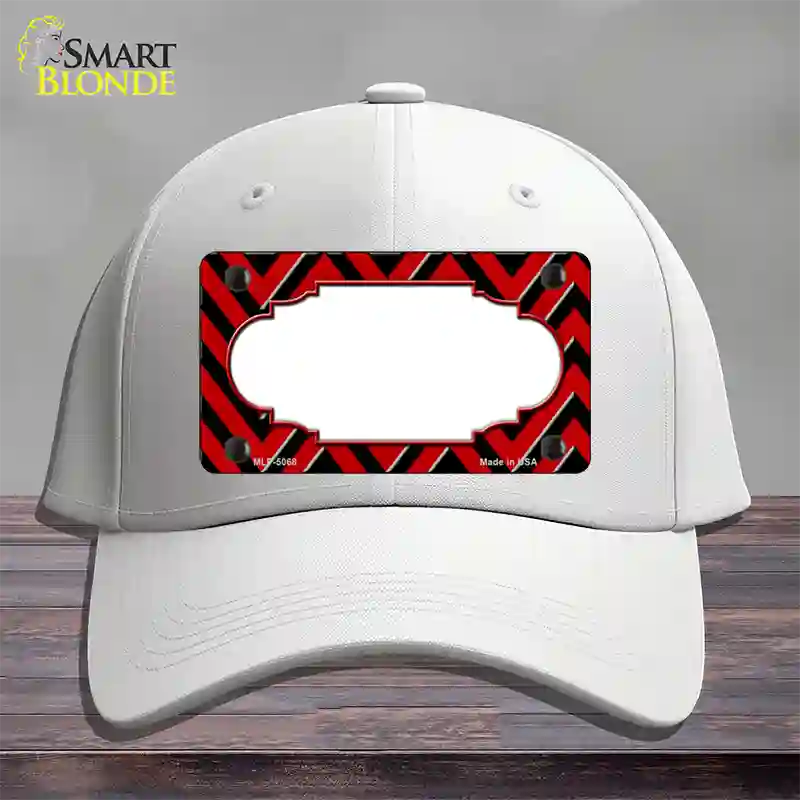 Red Black Chevron Scallop Novelty License Plate Hat Cotton / White