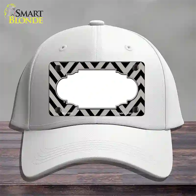 Grey Black Chevron Scallop Novelty License Plate Hat Cotton / White