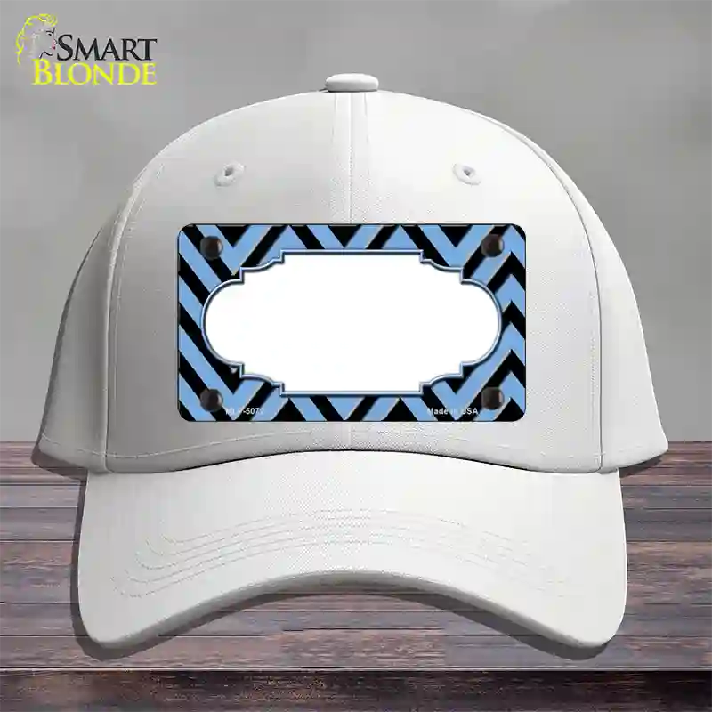 Light Blue Black Chevron Scallop Novelty License Plate Hat Cotton / White