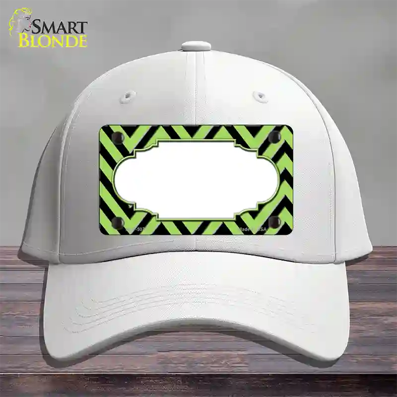 Lime Green Black Chevron Scallop Novelty License Plate Hat Cotton / White