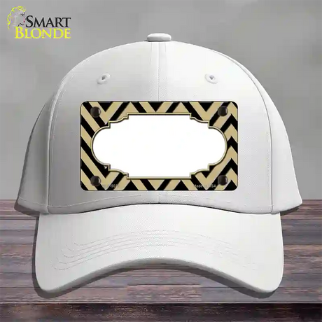 Gold Black Chevron Scallop Novelty License Plate Hat Cotton / White