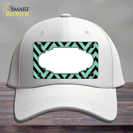 Mint Black Chevron Scallop Novelty License Plate Hat Cotton / White