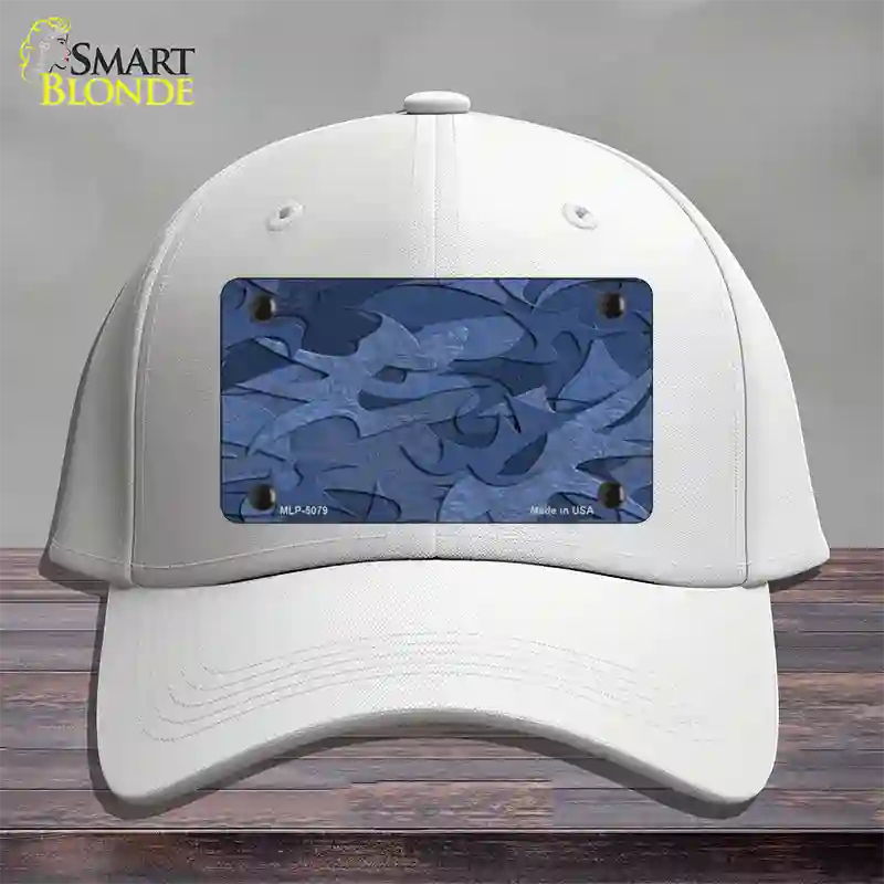 Camouflage Solid Blue Novelty License Plate Hat Cotton / White