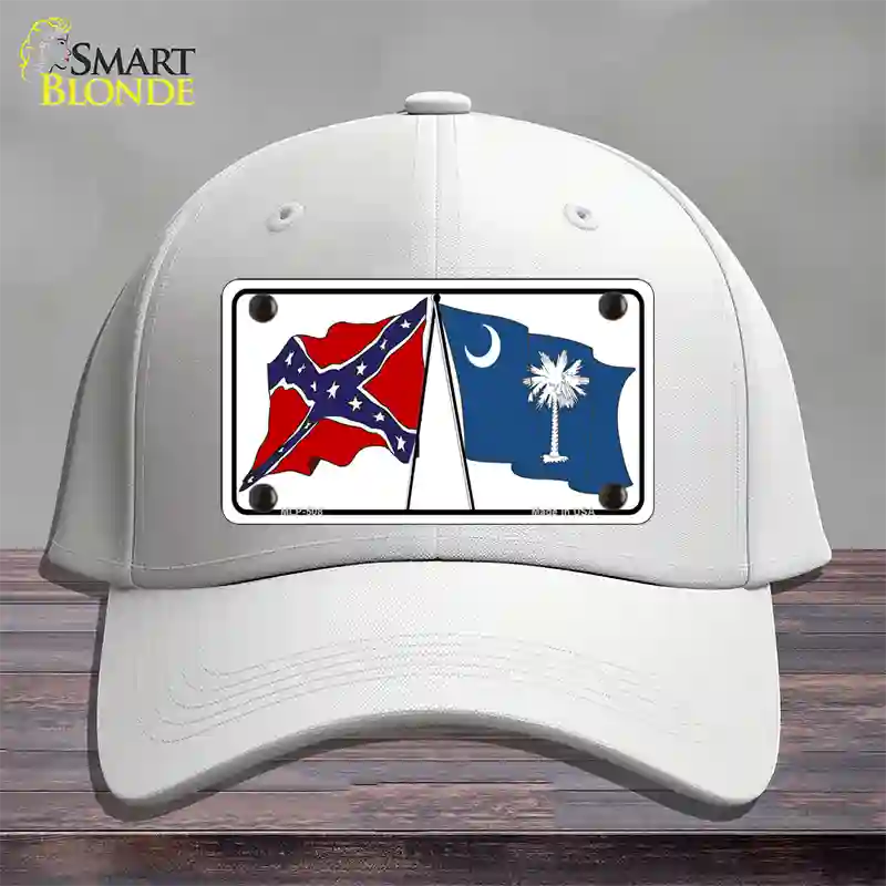 Confederate South Carolina State Flag Novelty License Plate Hat Cotton / White