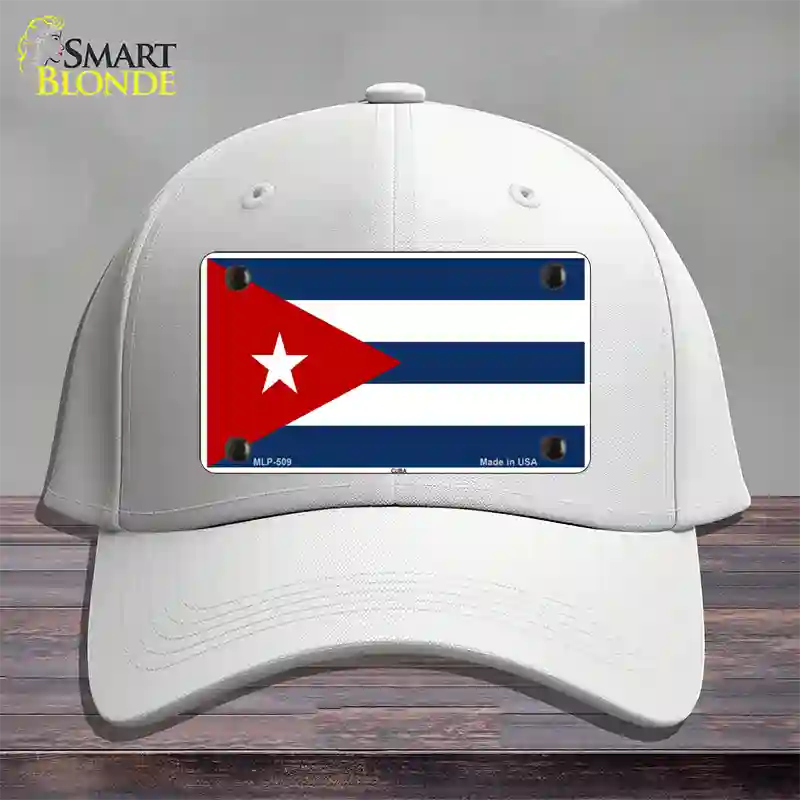 Cuba Flag Novelty License Plate Hat Cotton / White