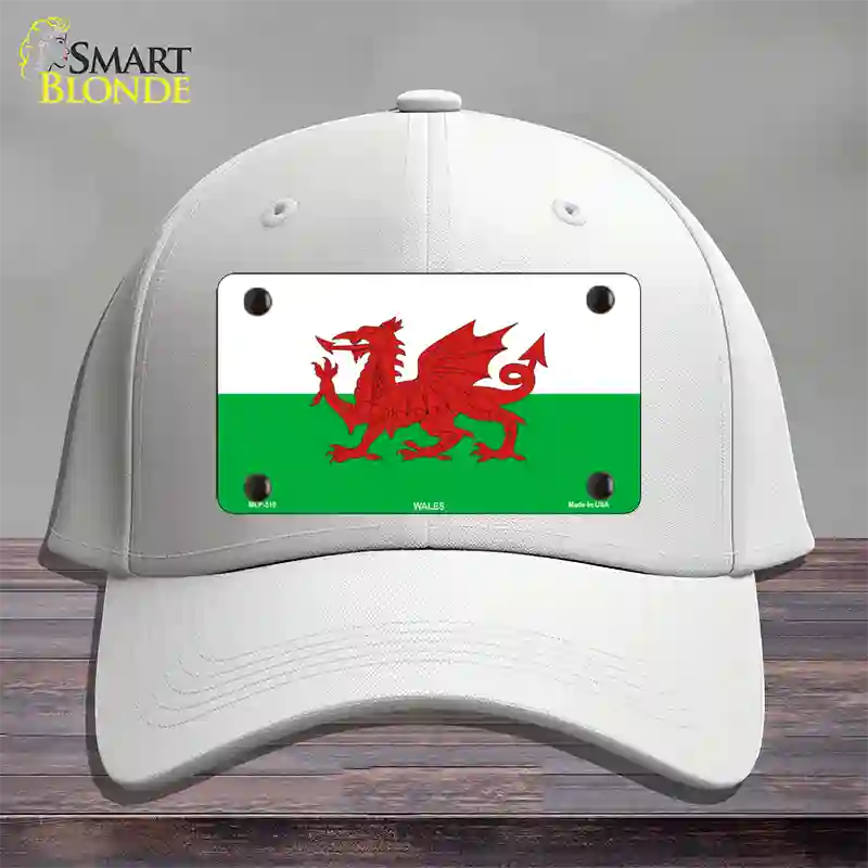 Wales Flag Novelty License Plate Hat Cotton / White