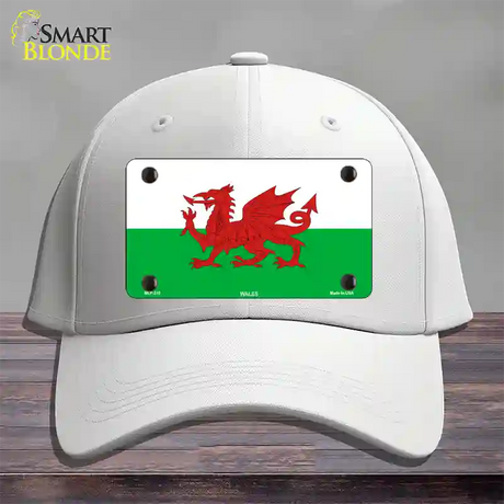 Wales Flag Novelty License Plate Hat Cotton / White