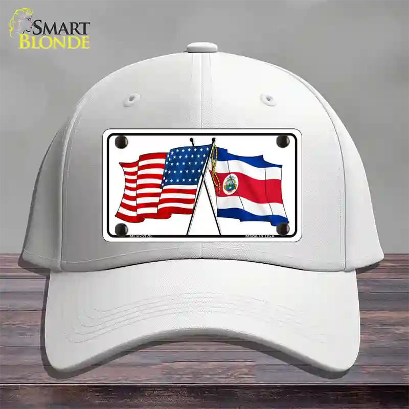 United States Costa Rica Crossed Flags Novelty License Plate Hat Sign Cotton / White