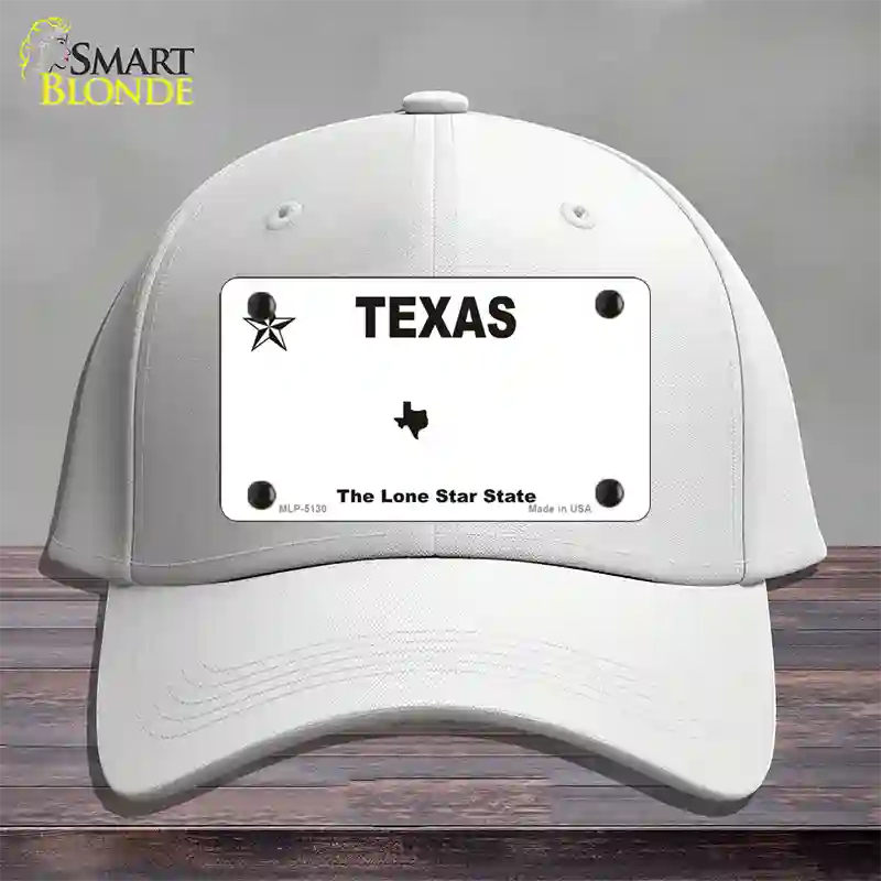 Texas White Blank Novelty License Plate Hat Cotton / White