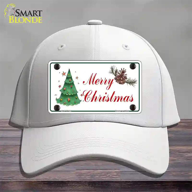 Merry Christmas Tree Novelty License Plate Hat Cotton / White