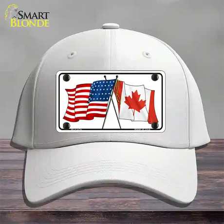 United States Canadian Flag Novelty License Plate Hat Cotton / White