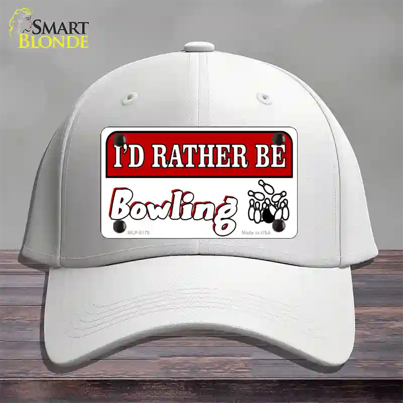 Rather Be Bowling Novelty License Plate Hat Cotton / White