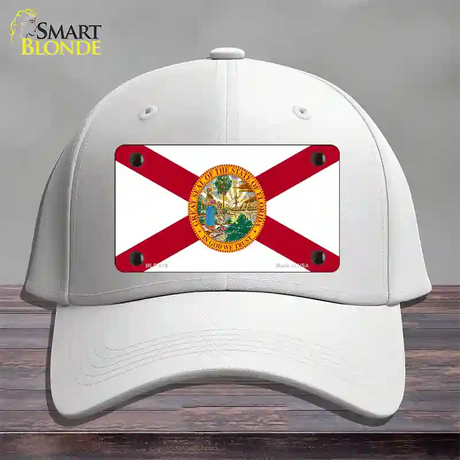 Florida State Flag Novelty License Plate Hat Cotton / White